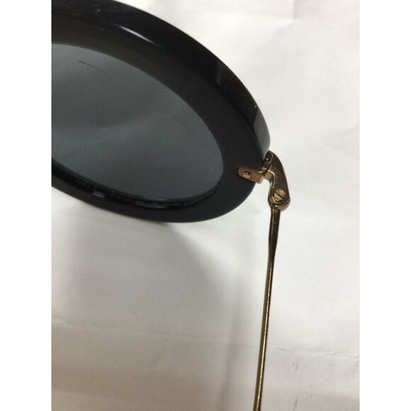 Miu Miu Round Black Sunglasses Made In Italy Gold Metal Arms CE UV Protection - Picture 9 of 15